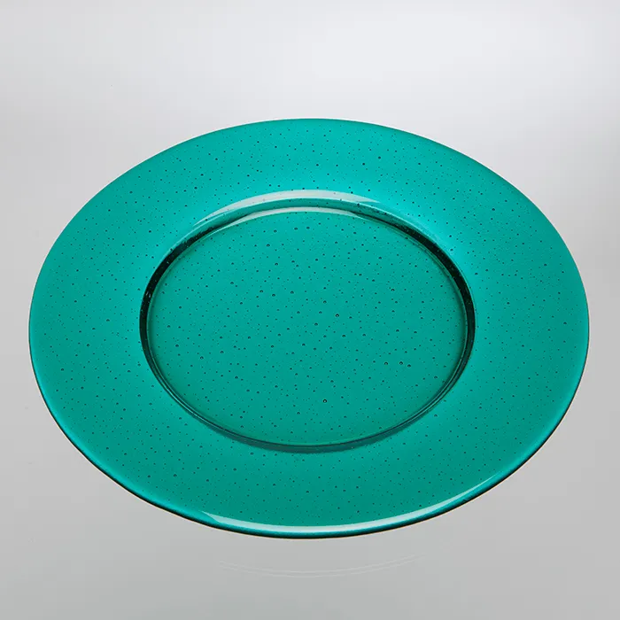 Runder Platzteller aus farbigem Glas